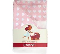 Moover Classic Doll's Pram Bedding Set, Pretend Play/Role Play, Includes Mattress, Sheet, Pillow and Blanket, 4-Piece Set, 18 Months+, Baby Pink Hearts