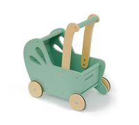 Moover Essential Dolls Pram for Toddlers, Assembly Required, Made in Denmark from MDF, Push Along Toy, 18 Months +, 44 x 41 x 24 cm, Green and Natural Wood