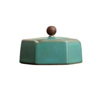 MOOWI Ashtrays Ashtray with Lid Polygonal Ceramic for Living Room Room Office Desktop Coffee Table Ornaments Cigarette Ashtray(Blue)