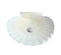 MOOWI Bathroom Vessel Sink Tempered Glass Bathroom Vessel Sink Shell Shape Above Counter Bathroom Vessel Vanity Sink Washing Art Basin Bowl Vessel Sink (Color : A)