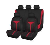 MOOWI Car Seat Cover Sets for Peugeot Vibe 5008 607 406, Soft Stretch Cotton Breathable Comfortable All-Season Protection,B Red