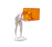 MOOWI Statue Decorations Abstract Figure with Orange Cube Sculpture Modern Art Decor Statue Resin Ornament Home Decor Object