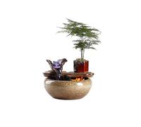 MOOWI Tabletop Water Fountain Chinese Style Tabletop Fountain Relaxation Water Feature Circulating Ceramic Fish Tank Office Relaxation Meditation Fountain
