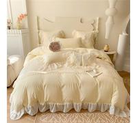 MOOWOO Lovely Bow Chic Duvet Cover Set- Ruffle Lace Polyester Comforter Cover -Girl French Princess Style Bedding-2 Piece Twin Duvet Cover with Zipper Closure -No Comforter-Yellow,Twin Size