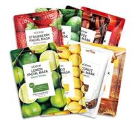 MOOYAM 8-Pack Korean Sheet Mask Set - Moisturising, Brightening & Anti-Wrinkle Facial Masks All Skin Types Hydrating Skincare Jojoba Oil, Vitamin C, Hyaluronic Acid, Green Tea & Shea Butter 25ml Each