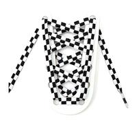 Mooybay 1 Pair of 1cm Wide, Black and White Checkered Flat Laces, Casual Sneaker Laces for Men and Women,160cm