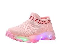 Mooyii Baby Girls Boys Trainers Led Luminous Flashing Socks Shoes Sports Running Shoes Solid Color Mesh Sneakers Lightweight Children Baby Outdoor Trekking Slip On Casual Shoes