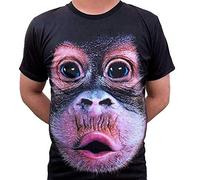 Mooyii Gorilla Digital Print 3D Unisex T-Shirt Crew Neck Breathable Shirt Short Sleeve Printed Tee Shirt T Shirt Funny Top (Black,S)