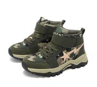 Mooyii Kids Desert Camo Army Combat Patrol Tactical Boots - Green - Unisex - UK Size 3-7 (Up to 12) - Winter Snow Boots - Non-Slip Outdoor Climbing Shoes