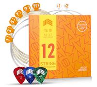 MOOZAK Acoustic Guitar 12-String 80/20 Bronze, Durable & Bright Tone Steel Strings, Extra 1st & 2nd String, 3 Picks Included - Ideal for Gifts & All Players