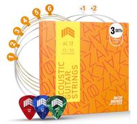 MOOZAK Acoustic Guitar Strings 80/20 Bronze, 3 Packs, Light Gauge 12-53, Durable & Bright Tone Steel Strings, Extra 1st & 2nd String, 3 Picks Included - Ideal for Gifts & All Players