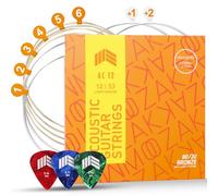 MOOZAK Acoustic Guitar Strings 80/20 Bronze, Light Gauge 12-53, Durable & Bright Tone Steel Strings, Extra 1st & 2nd String, 3 Picks Included - Ideal for Gifts & All Players
