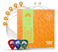 MOOZAK Acoustic Guitar Strings Phosphor Bronze, Light Gauge 12-53, Warm & Rich Tone, Durable & Bright Tone Steel Strings, Extra 1st & 2nd String, 3 Picks - Ideal for All Players & Gifts