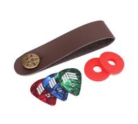 MOOZAK Leather Guitar Head Stock Strap Tie - Durable Brown Tie for Acoustic Guitar, Ukulele & Mandolin - Includes 3 Picks & 2 Strap Locks - No Drilling Required