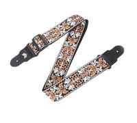 MOOZAK Vintage Embroidered Guitar Strap - Adjustable Leather Guitar Strap for Electric Guitar, Bass Guitar, Acoustic Guitar - Ideal Guitar Gift for Musicians