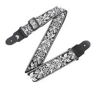 MOOZAK Vintage Embroidered Guitar Strap - Adjustable Leather Guitar Strap for Electric Guitar, Bass Guitar, Acoustic Guitar - Ideal Guitar Gift for Musicians
