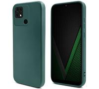Moozy Lifestyle. Silicone Case for Xiaomi Redmi 10C, Dark Green - Liquid Silicone Lightweight Cover with Matte Finish and Soft Microfiber Lining, Premium Silicone Case