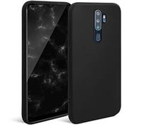 Moozy Minimalist Series Silicone Case for Oppo A9 2020, Black - Matte Finish Lightweight Mobile Phone Case Ultra Slim Soft Protective TPU Cover with Matte Surface