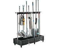 Mop And Broom Holder Cleaning Supplies Mop Bucket Garden Tool Organizer Cleaning Carts On Wheels Freestanding Broom Closet Storage Cabinet Mop Sink For Housekeeping Garag(Onec-16 Slots 20 Hooks)