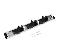 Mop and Broom Holder Wall Mount | 4 - 5 Hooks Organizer for Mops / Brooms / Tools | Heavy - Duty Aluminum & ABS | Space - Saving Storage Rack for Home / Garage (Three holes and four hangings)