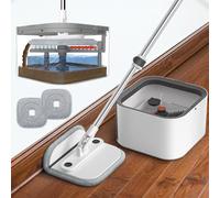 Mop and Bucket Set, Easy-to-use Spin Mop with Separate Dirty Water System, Deep-Cleaning Mops for Floors, Versatile Mops for Walls