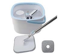 Mop and Bucket Set with Separate and Dirty Water System Home Cleaning Mop 2 Replaceable Microfiber Pads