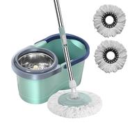 Mop and Buckets Sets - 360° Rotating Turn Mop with Wringer System - Swab Head Is Detachable Replace,The Barrel Has 4 Wheels At The Bottom,can Be Easily Moved,for Tiles,Wood,Laminate Floors