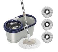Mop and Buckets Sets - 360° Rotating Turn Mop with Wringer System - Swab Head Is Detachable Replace,The Barrel Has 4 Wheels At The Bottom,can Be Easily Moved,for Tiles,Wood,Laminate Floors