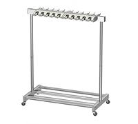 Mop Broom Holder Cleaning Tool Cart, Wet Mop Drain Rack, Garden Tool Hanger Shelf with Wheels, Hanging Organizer for Garage Tool Storage