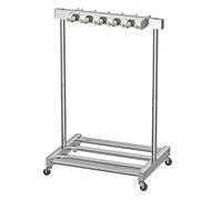 Mop Broom Holder Cleaning Tool Cart, Wet Mop Drain Rack, Garden Tool Hanger Shelf with Wheels, Hanging Organizer for Garage Tool Storage