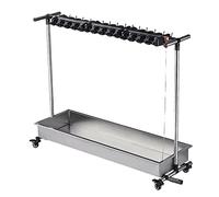 Mop Broom Holder with Wheels - Movable Floor Standing Cleaning Supplies Organizer for Garage and Kitchen, Wet Mop Wash Drain Rack, Housekeeping Tool Cart