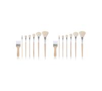 Mop Brush for Acrylic Painting 14Pcs Artist Paint Brush Set with Wooden Handle Wool Brushes for Watercolor Painting