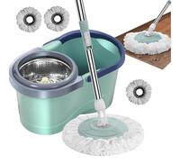 Mop Bucket Set - Rotary Microfiber Mop, Automatic Rotating Bucket, Removable Mop Head, Adjustable Handle | Floor Cleaning Tool and Kitchen