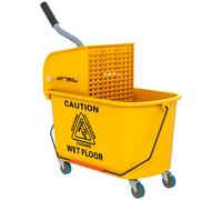 Mop Bucket Yellow 20L PP Plastic 45x26.5x70cm Side-Press Wringer on Wheels Pro.