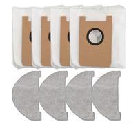 Mop Cloths and Dust Bags Replacement Kit, Includes 4 Dust Bags and 4 Mop Pads for Ultenic for T10 Lite Robot Vacuum Cleaner for Home Floors
