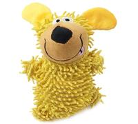 Mop Dog Toy with Squeaker - Fluffy Chenille Plush Chew Toy for Small & Large Dogs, Interactive Squeaky Toy for Fetch, Tug of War & Puppy Teething, Durable Fun for Aggressive Chewers (16cm) (yellow)