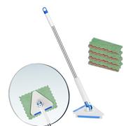 Mop for Walls, Triangular Mop with 360° Rotation and 4 Cloths - Multipurpose Tool Handle 120 cm for Tiles Skirting Boards Wood Floor