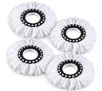 Mop Head 4-Pack, Spin Mop Heads Replacement | Soft Fabric, Universal Fit, Deep Clean, Reusable, Machine Washable