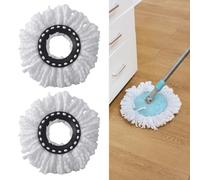 Mop Head for 360° Rotating Round Magic Mop, 2 Pack Universal Spin Mop Replacement Head Refill,Microfibre, White