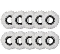 Mop Head Refill Replacement Pack of 10 - 360° Microfiber Spin Mop Heads, Durable Washable Mop Refills Compatible with Most Spin Mops for Home Floor Cleaning, White