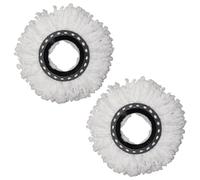 Mop Head Refill Replacement Pack of 2 - 360° Microfiber Spin Mop Heads, Durable Washable Mop Refills Compatible with Most Spin Mops for Home Floor Cleaning, White