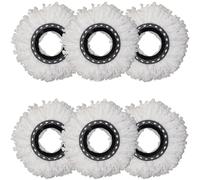 Mop Head Refill Replacement Pack of 6 - 360° Microfiber Spin Mop Heads, Durable Washable Mop Refills Compatible with Most Spin Mops for Home Floor Cleaning, White