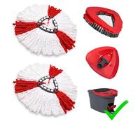 Mop Head Replacement Compatible with Vileda, 2 Pack Spin Mop Heads Refills with A Base Replacement Kit for Vileda Turbo Triangle Swivel Mops, Microfiber, Machine Washable