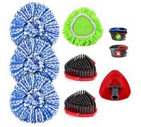 Mop Head Replacement for O Cedar, Spin Mop Replacement Head for Ocedar Easywring 2 Tank System, Mop Heads Includeds 3 Mop Replacement Heads, 2 Spin Scrub Brush, 1 Base & 1 Chenille Pad