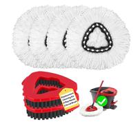 Mop Head Replacement & Scrub Brush Kit - 6 Pack Refill Set Compatible with Vileda EasyWring 1 Tank Spin Mop, 4 Microfiber Mop Heads + 2 Scrubbing Brush Heads Machine Washable
