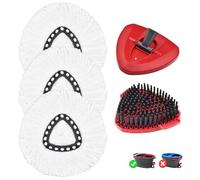 Mop Heads for O Cedar EasyWring 1 Tank System Mop Heads Replacements, Full Set with 1 Base + 1 OCedar Scrubber Mop Head + 3 Spin Mop Replacement Heads, All-in-One Cleaning Kit for Home& Kitchen