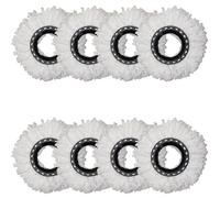 Mop Heads Pack Of 8 Refill Replacement - 360° Microfiber Mopping Head Compatible with Most Spin Mop, Durable and Washable Mop Refill for Home Floor Cleaning White