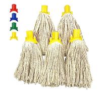 Mop Heads Replacement, Colour Coded Self Threading Socket Cotton Mop Head No.12 PY (Yellow, Pack of 5)