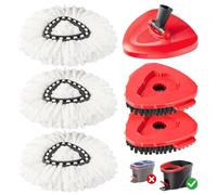 Mop Heads Replacement for O Cedar EasyWring 1-Tank System, Upgraded Mop Replace Heads Kit for Cleaning Home, Kitchen, Bathroom (1 Base+2 Scrub Heads+3 Spin Heads)