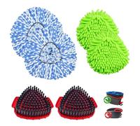 Mop Heads Replacement for Ocedar, Mop Replace Head for Ocedar RinseClean 2 Tank, Microfiber Spin Mop Refills, Include 4 Mop Replacement Head Deep Cleaning Machine Washable with 2 Scrubber Mop Head